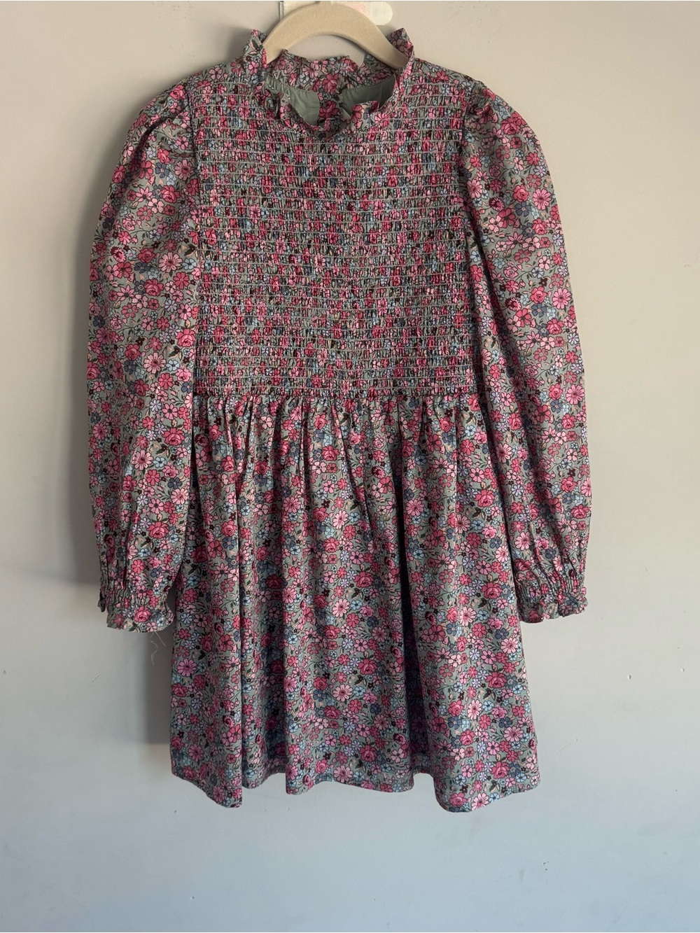 Janie and Jack Pink Floral Smocked Bodice Dress